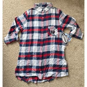 Concepts Sport Washington Wizards Plaid Tunic Womens Medium Navy/Red New